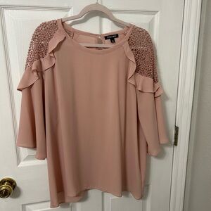 Roz & Ali Blush Ruffle Sleeve Blouse